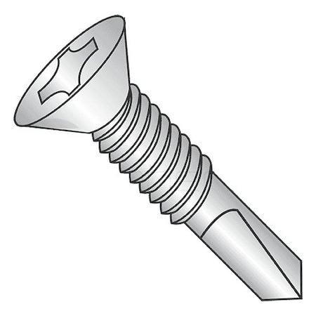 Self-Drilling Screw, #10 X 1-13/16 In, Climaseal Steel Flat Head Phillips Drive, 2500 PK